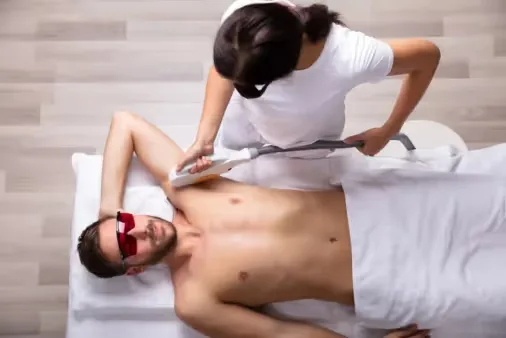 Laser hair removal treatment is performed by a dermatologist