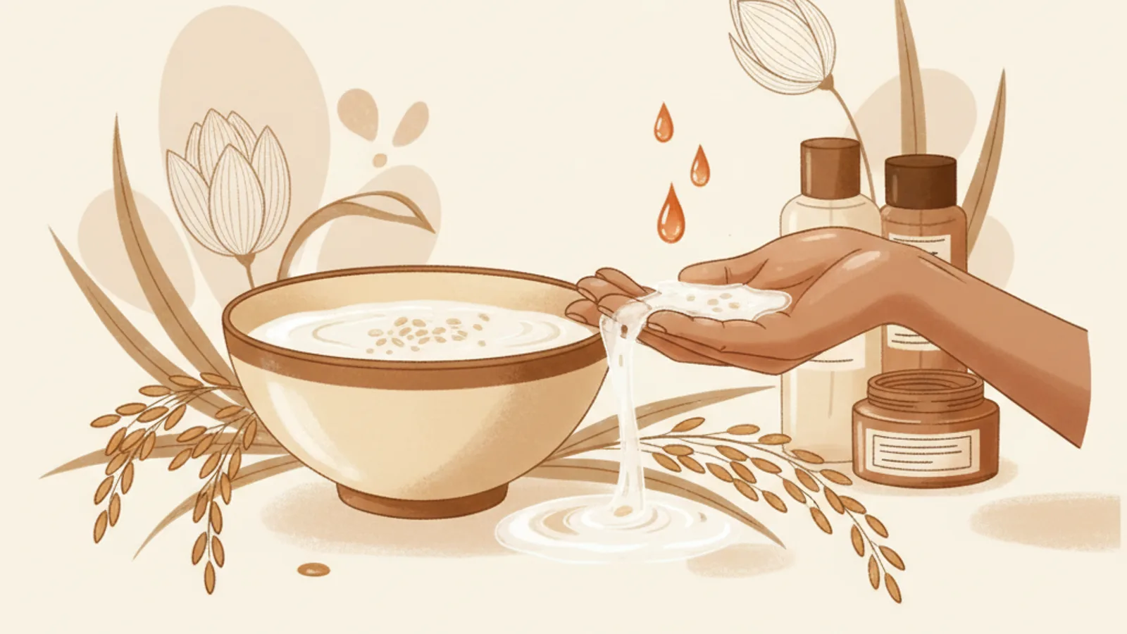 Illustration for "Benefits of Rice Water for Glowing Skin & How to Use It?"