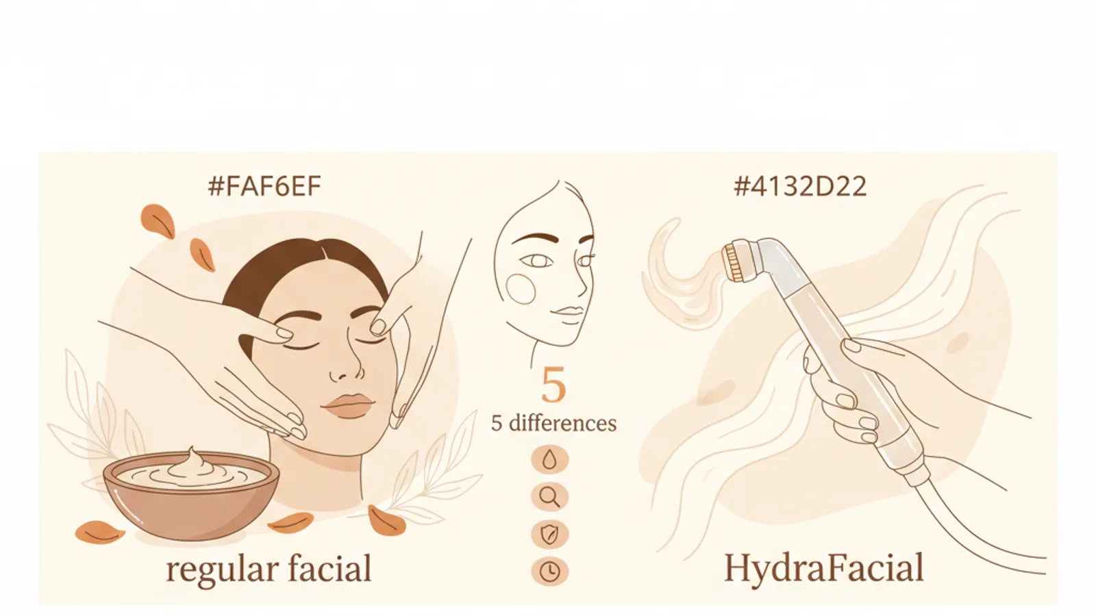 Illustration for "HydraFacial vs regular facial — 5 differences a dermatologist sees"