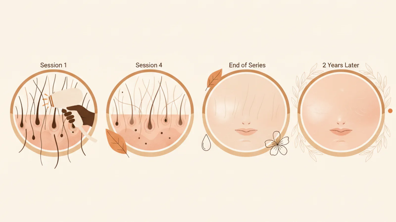 Illustration for "Laser hair removal before and after — what realistic results look like"